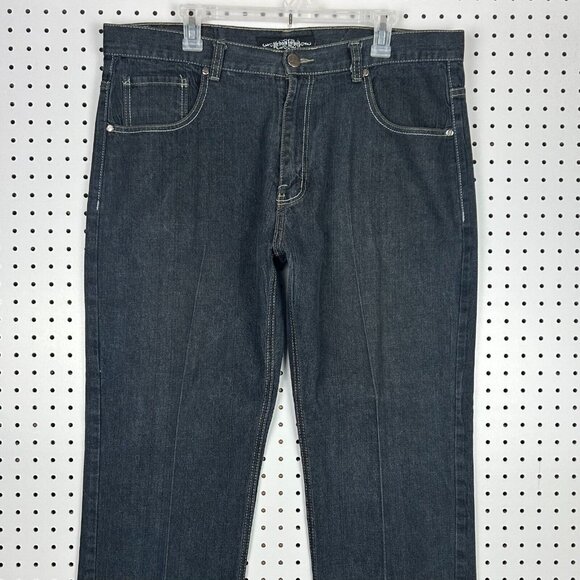 Urban Label Y2K Wide Leg Denim Jeans‎ 38x30 Stitched Blue Streetwear Skate Baggy - Picture 4 of 7